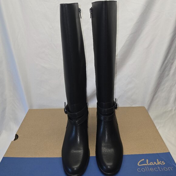 Clarks Emily 2 Dream Black Leather Knee High Boots, Women's Size 7.5M, NIB - Picture 2 of 8